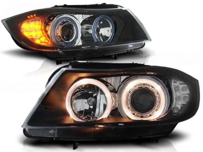 Set de faruri tuning cu ochi de înger halogen, potrivit pentru BMW 3 E90/E91 03.2005-08.2008, stânga și dreapta
