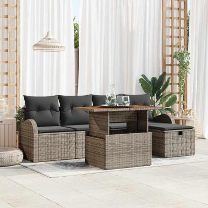 Set de canapele pentru grădină 6 pcs Gri poliratan GartenMobel Dekor