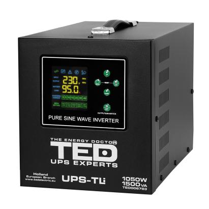 UPS 1500VA/1050W cu undă sinusoidală pură, pentru acumulator 12V LiFePO4
