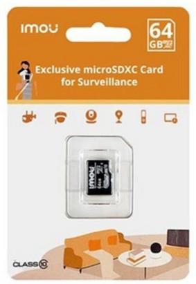 Card MicroSD, 64GB, Clasa 10, citire 95 Mbps, scriere 38 Mbps, IMOU, ST2-64-S1 MICROSD64-IMOU