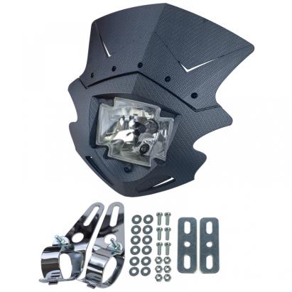 Masca universală pentru faruri de motocicletă Gothic incl. far în aspect de carbon