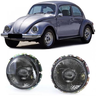 Faruri Fumuri Negre cu Fante, Pereche, potrivite pentru VW Beetle + Cabriolet din 73