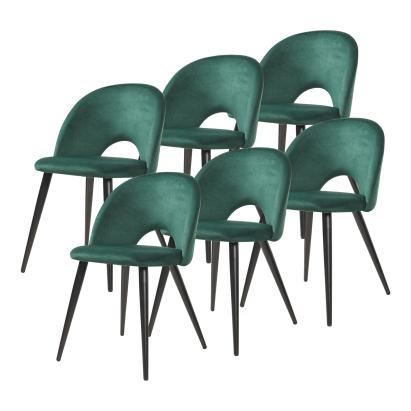 Esszimmerstuhl Karijoki 6er Set Samt Dunkelgrün/Schwarz [en.casa]