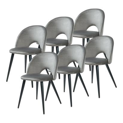 Esszimmerstuhl Karijoki 6er Set Samt Grau/Schwarz [en.casa]