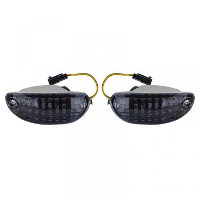 Indicatori LED frontali motocicletă fumuriu negru, potriviți pentru Suzuki GSX R 1000, an 2005-2018