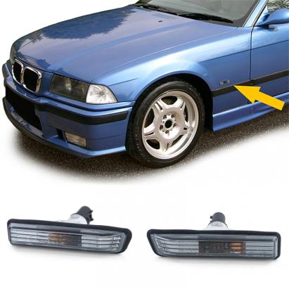Indicator lateral din sticlă clară cu fum negru, cristal, potrivit pentru BMW Seria 3 E36 X5 E53