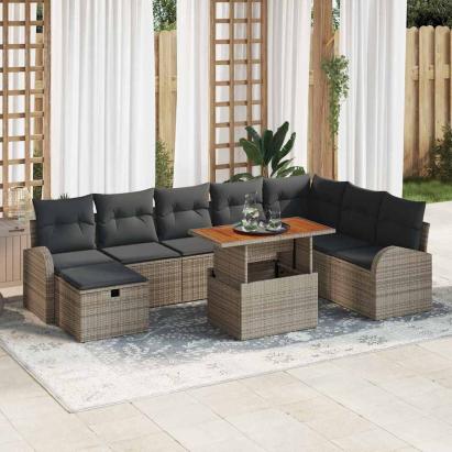 Set de canapele pentru grădină 9 pcs Gri poliratan GartenMobel Dekor