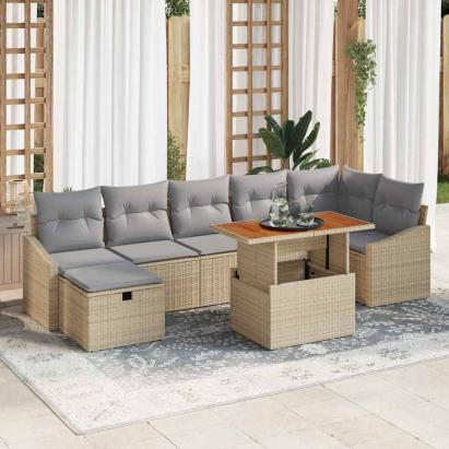 Set de canapele pentru grădină 8 pcs Bej poliratan GartenMobel Dekor