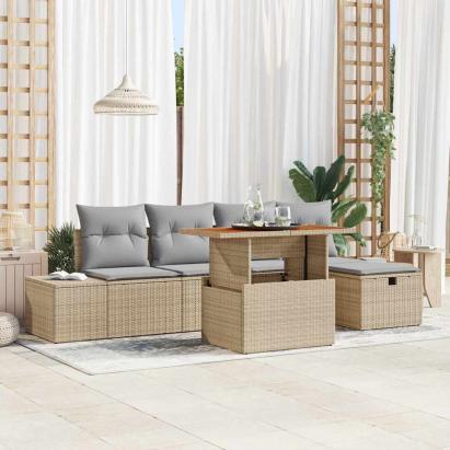 Set de canapele pentru grădină 6 pcs Bej poliratan GartenMobel Dekor