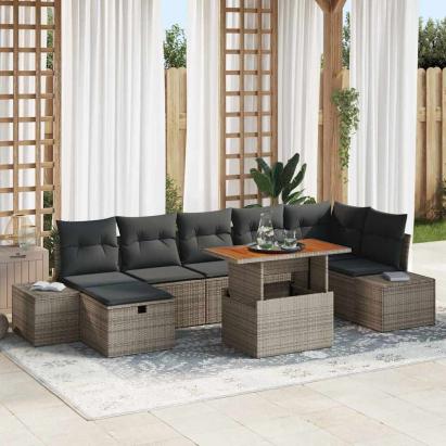 Set de canapele pentru grădină 8 pcs Gri poliratan GartenMobel Dekor