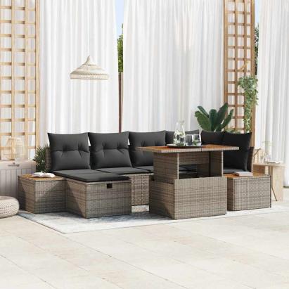 Set de canapele pentru grădină 7 pcs Gri poliratan GartenMobel Dekor