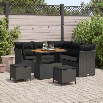 Set de canapele pentru grădină 8 pcs Negru poliratan GartenMobel Dekor