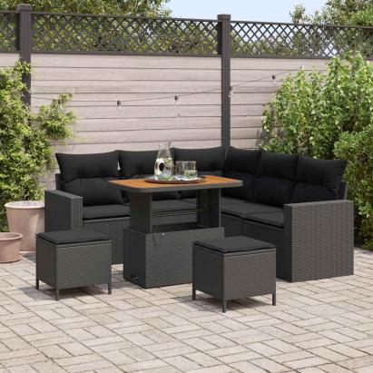 Set de canapele pentru grădină 8 pcs Negru poliratan GartenMobel Dekor
