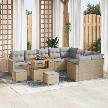 Set de canapele pentru grădină 12 pcs Bej poliratan GartenMobel Dekor