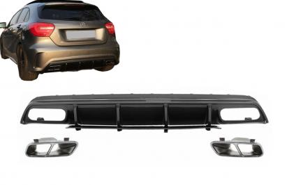 Difuzor Bara Spate cu Ornamente Evacuare Mercedes A-Class W176 (2013-2018) A45 Facelift Design
