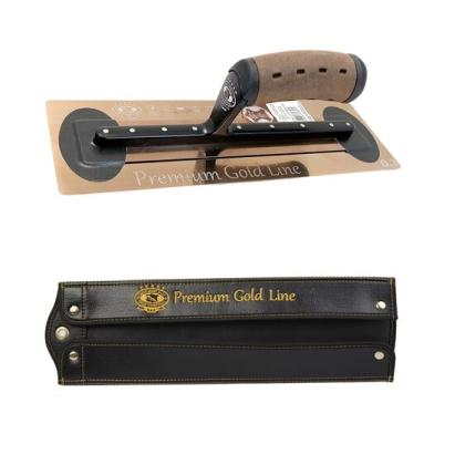 Gletiera inox Olejnik, intarita, Premium Gold, Super Flex, 30.5x10cm x 0.3mm, maner piele alcantara, husa GartenVIP DiyLine