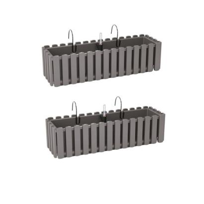 Set 2 Jardiniere decorative cu suport metalic, Boardee Fencycase W, gri, 58x18x16.2 cm GartenVIP DiyLine