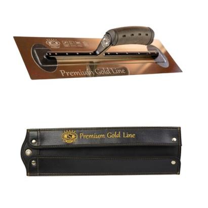 Gletiera inox Olejnik, intarita, Premium Gold, Medium Flex,   40.6x12cm x 0.4mm, maner piele naturala, husa GartenVIP DiyLine