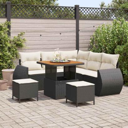 Set de canapele pentru grădină 8 pcs Negru poliratan GartenMobel Dekor