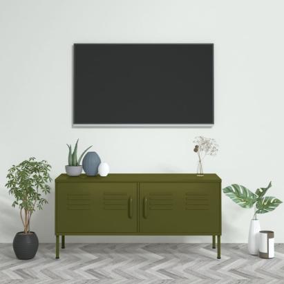 Comodă TV, verde măsliniu, 105x35x50 cm, oțel GartenMobel Dekor