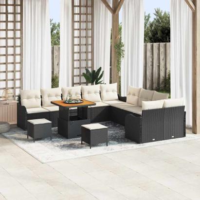 Set de canapele pentru grădină 13 pcs Negru poliratan GartenMobel Dekor