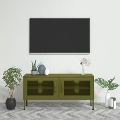 Comodă TV, verde măsliniu, 105x35x50 cm, oțel GartenMobel Dekor