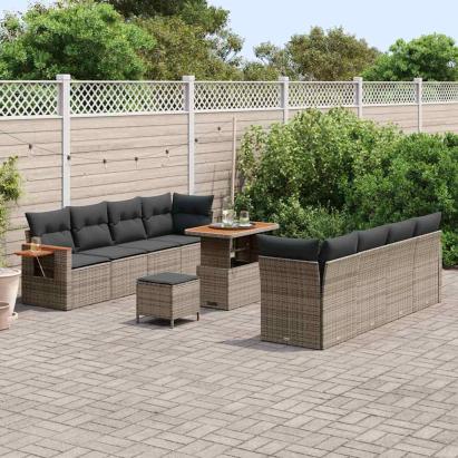 Set de canapele pentru grădină cu pernă 11 pcs Gri GartenMobel Dekor
