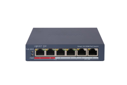 Switch smart PoE Hikvision DS-3E1106P-EI, 6 porturi, 60W, management