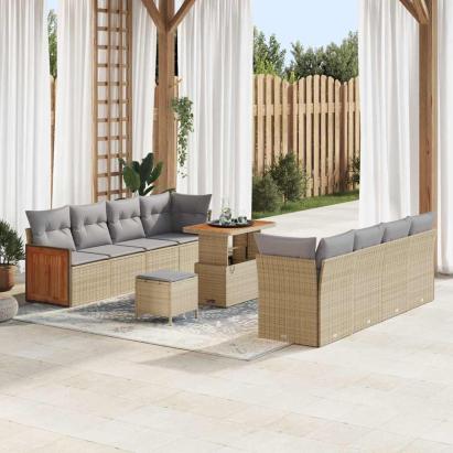Set de canapele pentru grădină 11 pcs Beige și gri deschis GartenMobel Dekor