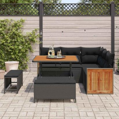 Set de canapele pentru grădină cu pernă 8 pcs Negru GartenMobel Dekor