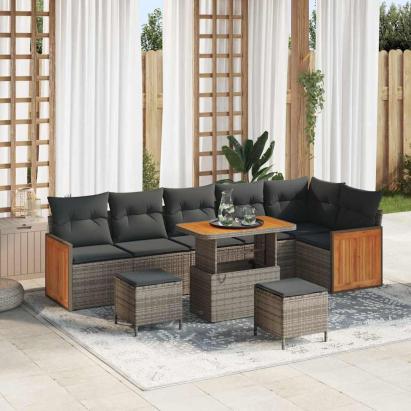 Set de canapele pentru grădină cu pernă 9 pcs Gri GartenMobel Dekor