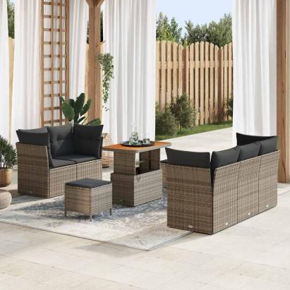 Set de canapele pentru grădină cu pernă cu depozitare 8 pcs Gri GartenMobel Dekor