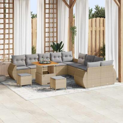 Set de canapele pentru grădină 13 pcs bej și gri deschis GartenMobel Dekor