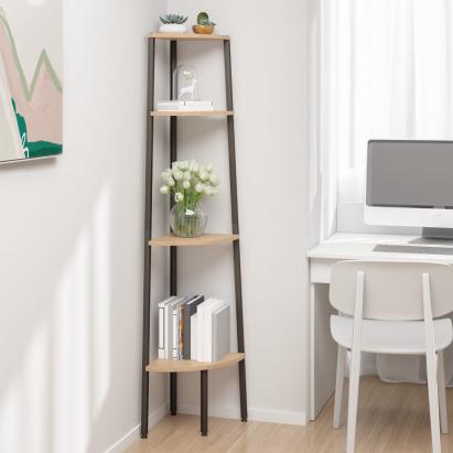 Raft de colț cu 4 niveluri, maro deschis și negru, 45,5x31,5x150 cm GartenMobel Dekor