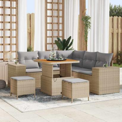 Set de canapele pentru grădină 8 pcs Beige și gri deschis GartenMobel Dekor