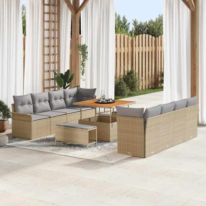 Set de canapele pentru grădină cu pernă Beige și gri deschis GartenMobel Dekor