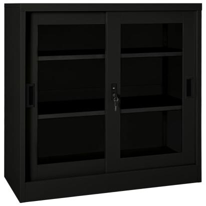 Dulap cu ușă glisantă, negru, 90x40x90 cm, oțel GartenMobel Dekor