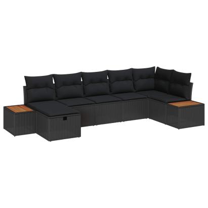 Set de canapele pentru grădină cu pernă 8 pcs Negru poliratan GartenMobel Dekor