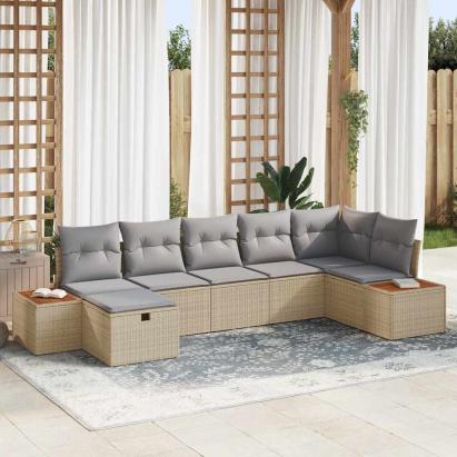 Set de canapele pentru grădină cu pernă 8 pcs Bej poliratan GartenMobel Dekor