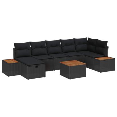 Set de canapele pentru grădină cu pernă 8 pcs Negru poliratan GartenMobel Dekor