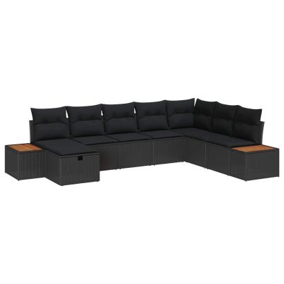 Set de canapele pentru grădină cu pernă 8 pcs Negru poliratan GartenMobel Dekor