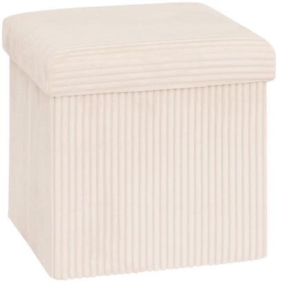 Taburet pliabil Atmosphera Arum din material tip catifea raiat, 38x38x38 cm, ivoire