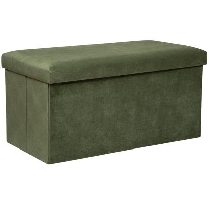 Taburet pliabil Atmosphera Lilou cu spatiu depozitare 80L, 76x38x38 cm, verde khaki