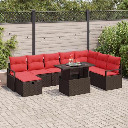 Set de canapele pentru grădină cu pernă 9 pcs poliratan GartenMobel Dekor