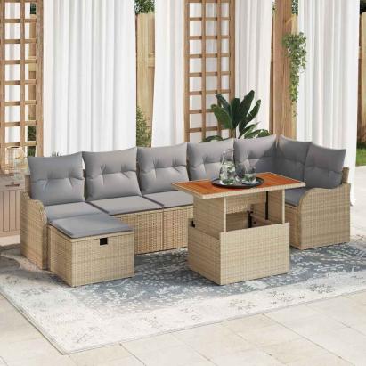 Set de canapele pentru grădină cu pernă 8 pcs Bej poliratan GartenMobel Dekor