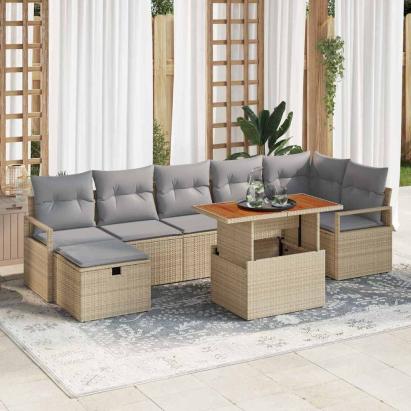 Set de canapele pentru grădină cu pernă 8 pcs Bej poliratan GartenMobel Dekor
