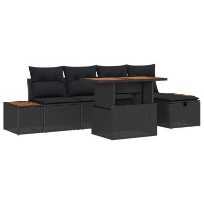 Set de canapele pentru grădină cu pernă 6 pcs Negru poliratan GartenMobel Dekor