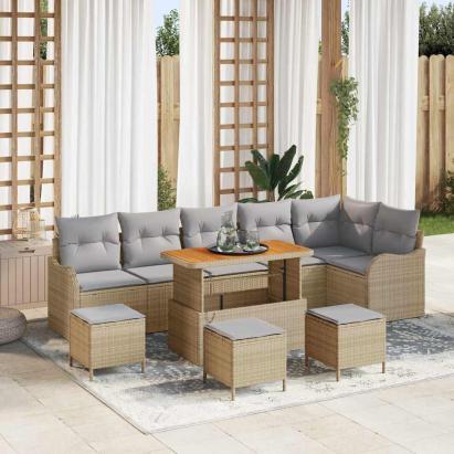 Set de canapele pentru grădină 10 pcs Beige și gri deschis GartenMobel Dekor