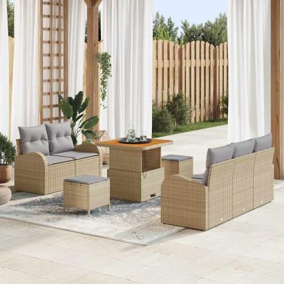 Set de canapele pentru grădină 8 pcs Beige și gri deschis GartenMobel Dekor