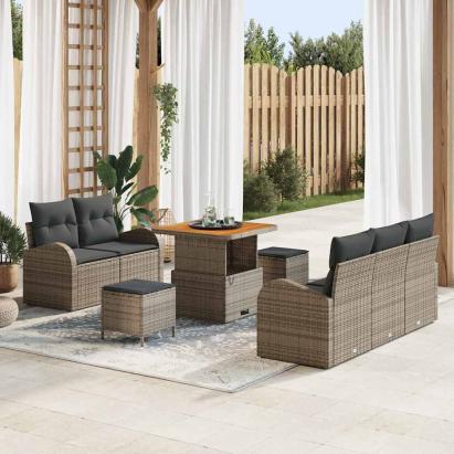 Set de canapele pentru grădină cu pernă cu depozitare 8 pcs Gri GartenMobel Dekor